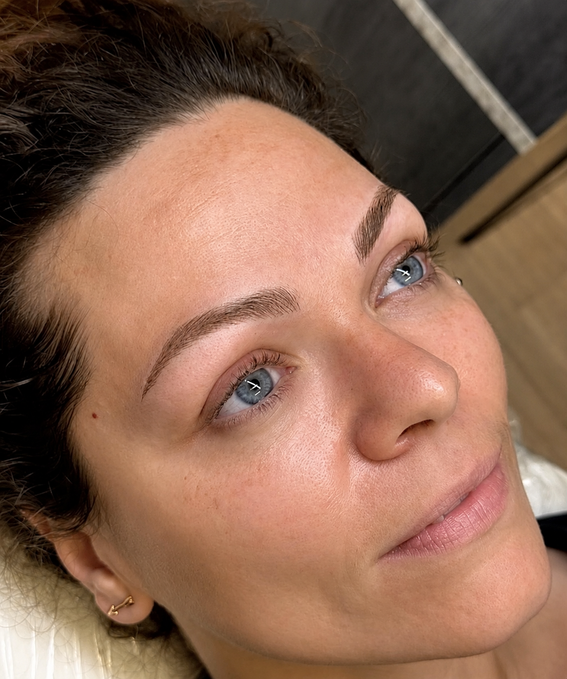 Client showing freshly defined brow results